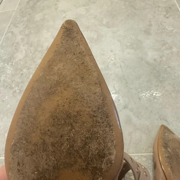 Valentino Pointed Toe Love Latch Ankle Strap Nude Pink Flats with Grommets - Picture 3 of 10